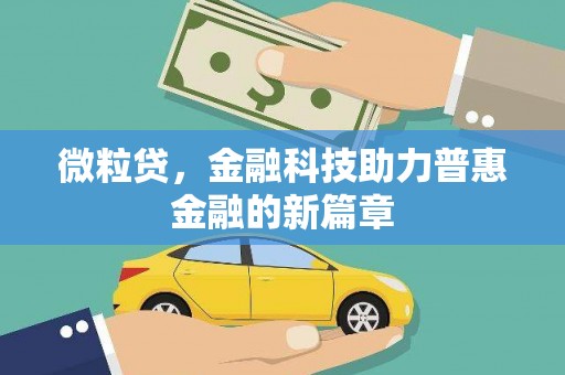 错那微粒贷，金融科技助力普惠金融的新篇章