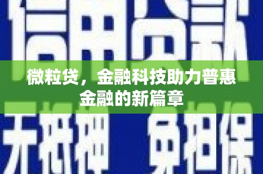 错那微粒贷，金融科技助力普惠金融的新篇章