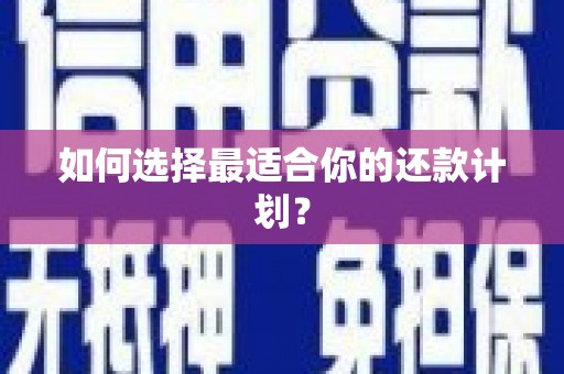 错那如何选择最适合你的还款计划？