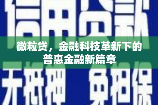 错那微粒贷，金融科技革新下的普惠金融新篇章