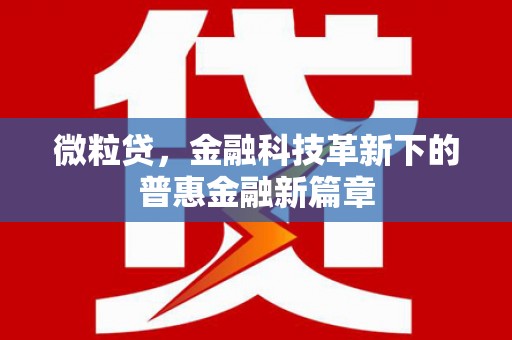 错那微粒贷，金融科技革新下的普惠金融新篇章