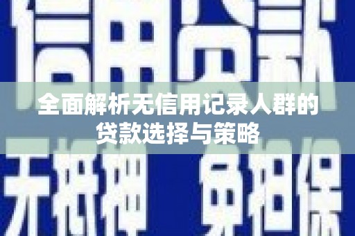 错那全面解析无信用记录人群的贷款选择与策略