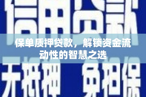 错那保单质押贷款，解锁资金流动性的智慧之选